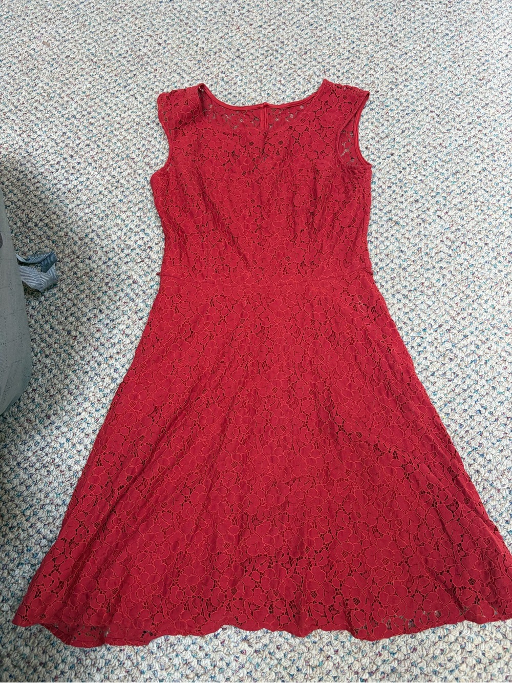 White House Black Market Red Lace Fit & Flare Dress
